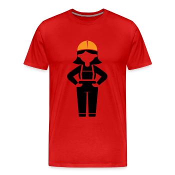 Construction Worker Woman - Men's Premium Organic T-Shirt - red - Front - Damien (186cm)