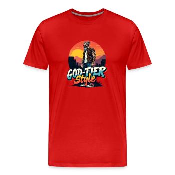 God Tier Style - Hipster Zeus - Men's Premium Organic T-Shirt - red - Front - Damien (186cm)