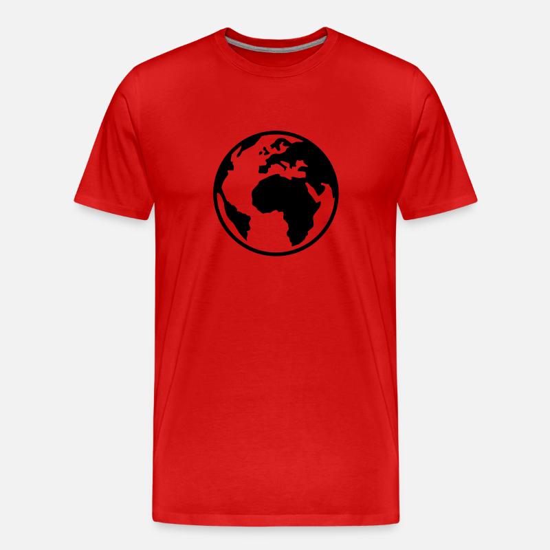 Erde - Welt - Globus - 1C - Männer Premium Bio T-Shirt - Rot