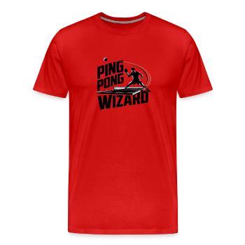 Ping Pong Wizard – Table Tennis Hobby - Men's Premium Organic T-Shirt - red - Front - Damien (186cm)