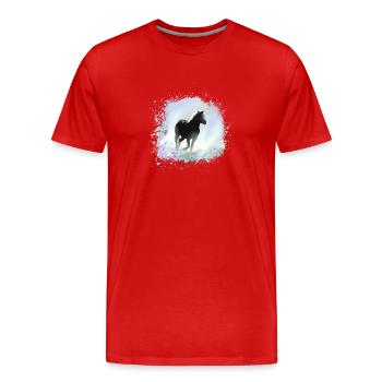 Cheval,Haflinger, Graffiti, Peinture,Bleu,Islandais - T-shirt bio Premium Homme - rouge - Devant - Damien (186cm)