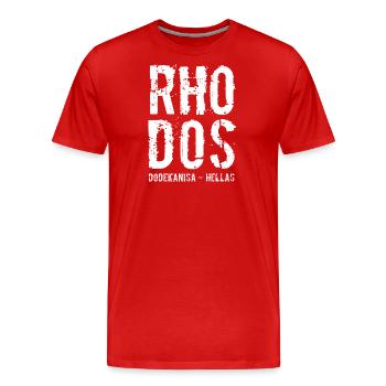 Insel Rhodos, Griechenland, Mittelmeer, Ägäis - Männer Premium Bio T-Shirt - Rot - Vorne - Damien (186cm)