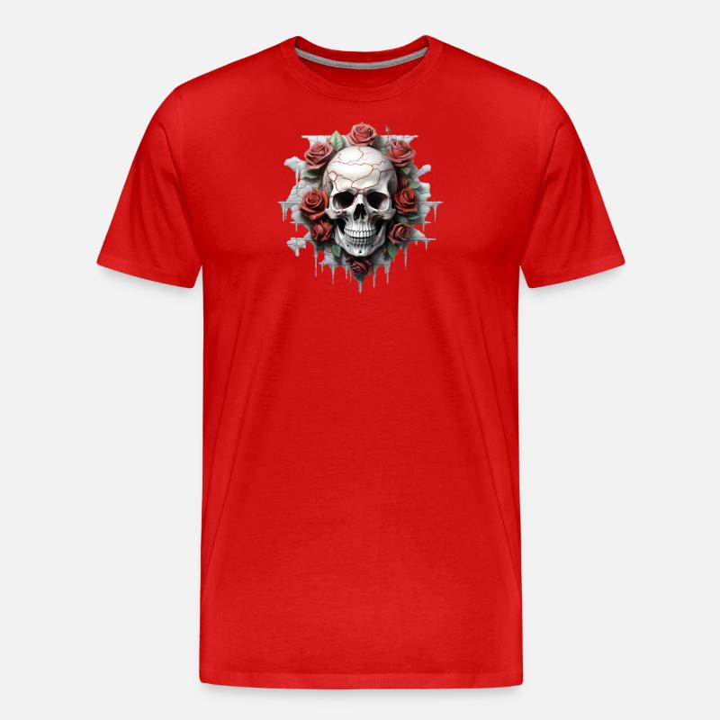 Gothic Blumenkunst Grafik Modedesign - Männer Premium Bio T-Shirt - Rot