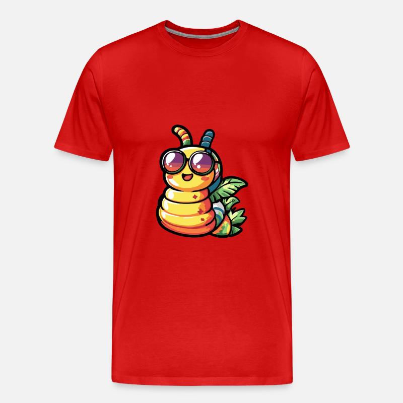 Wurm Comic Urlaub - Männer Premium Bio T-Shirt - Rot