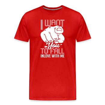 Index finger I want you to fall in love - Men's Premium Organic T-Shirt - red - Front - Damien (186cm)