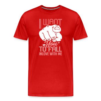 Index finger I want you to fall in love - Men's Premium Organic T-Shirt - red - Front - Damien (186cm)
