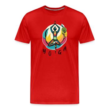 Yoga chamanique - Zen - T-shirt bio Premium Homme - rouge - Devant - Damien (186cm)