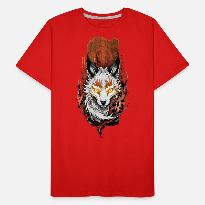 Celestial Guardian: Mystical Kitsune Fox Men's Premium Organic T-Shirt