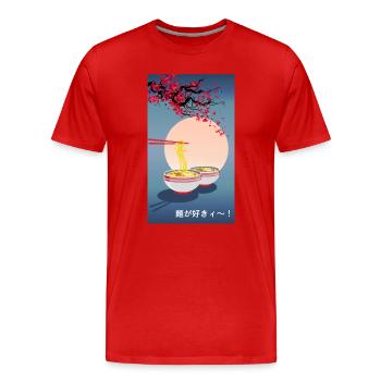Orientalisch Japanische Kunst | Nudel-| Ramen - Männer Premium Bio T-Shirt - Rot - Vorne - Damien (186cm)