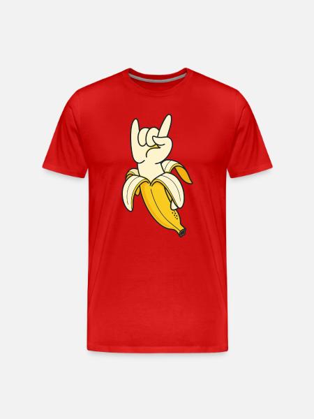 Banana Hand Gesture Illustration - Men's Premium Organic T-Shirt - red
