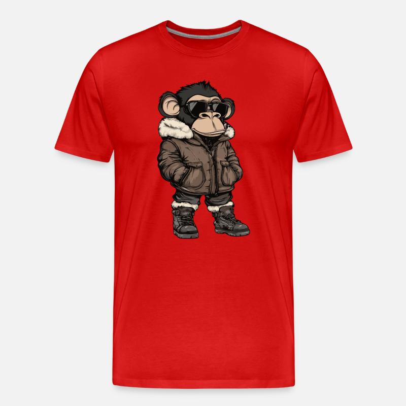 Monkey Cool Winter - Men's Premium Organic T-Shirt - red