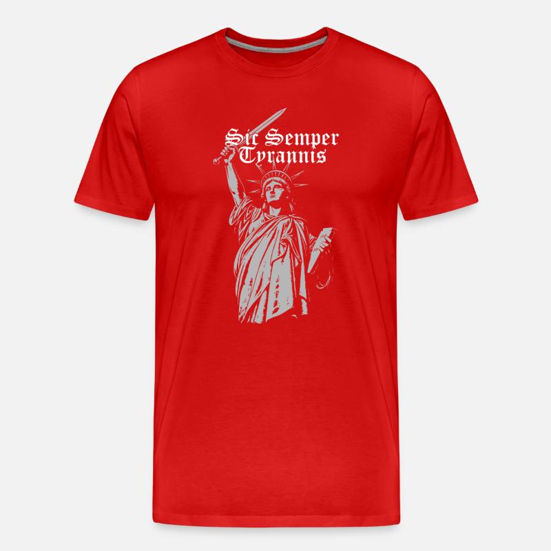 Sic Semper Tyrannis, Freiheitsstatue mit Schwert - Männer Premium Bio T-Shirt - Rot