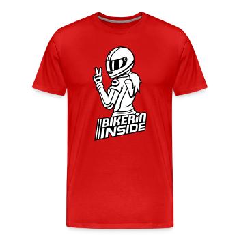Bikerin inside (Farben änderbar) - Männer Premium Bio T-Shirt - Rot - Vorne - Damien (186cm)