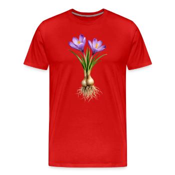 Krokusse mit Zwiebeln und Wurzeln  - Männer Premium Bio T-Shirt - Rot - Vorne - Damien (186cm)