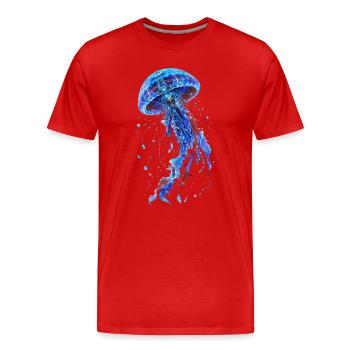 Méduse Bleue Étoilée - T-shirt bio Premium Homme - rouge - Devant - Damien (186cm)