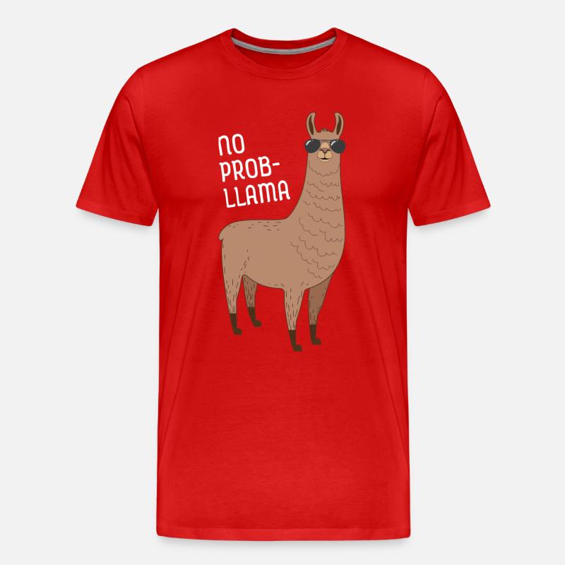 No Prob- Llama - Männer Premium Bio T-Shirt - Rot