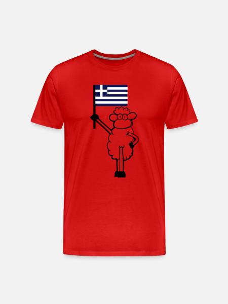 Schaf mit griechischer Flagge - Männer Premium Bio T-Shirt - Rot