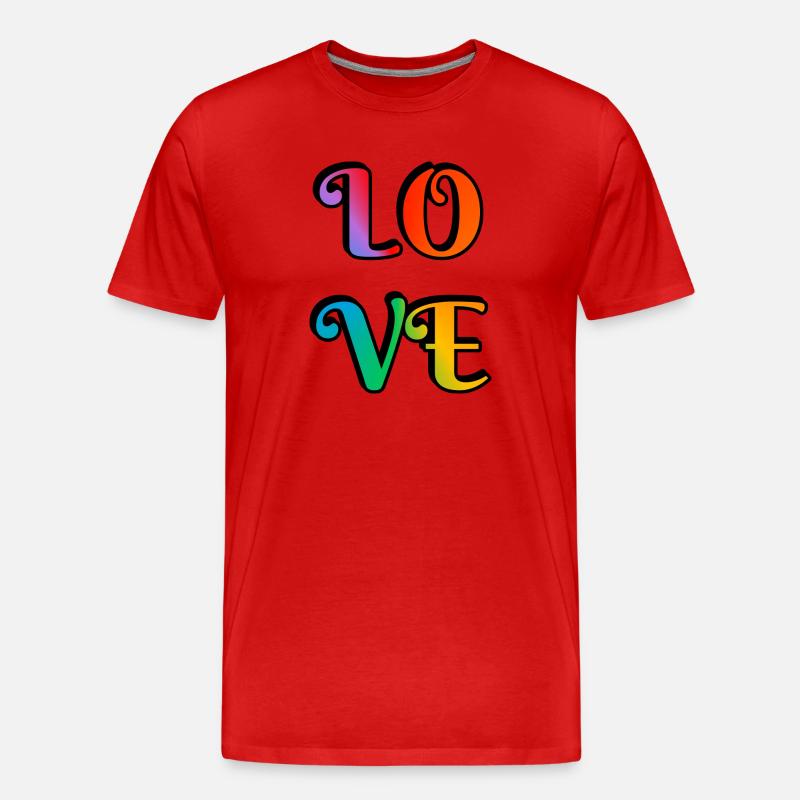 Retro Regenbogen Liebe - Männer Premium Bio T-Shirt - Rot