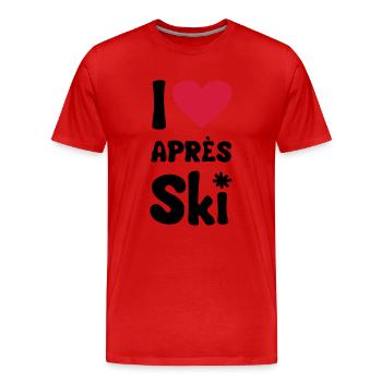T-Shirt "I love apres ski" - Männer Premium Bio T-Shirt - Rot - Vorne - Damien (186cm)
