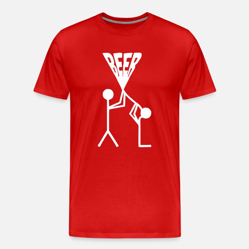 Bier Trichter - Männer Premium Bio T-Shirt - Rot