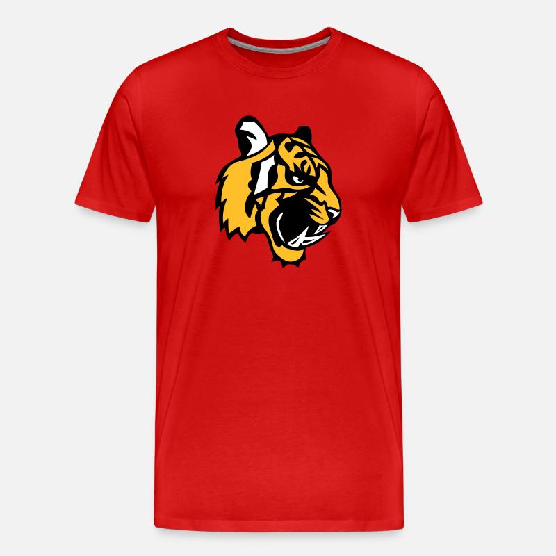 Tigergesicht Cartoon-Maskottchen 28 - Männer Premium Bio T-Shirt - Rot
