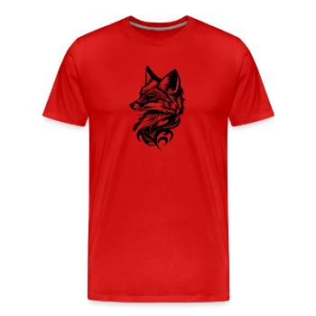 Fuchs Porträt in tribal Tattoo Tinte - Männer Premium Bio T-Shirt - Rot - Vorne - Damien (186cm)