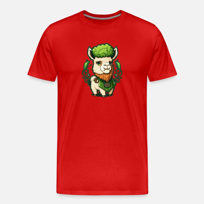 Süsses St Patricks Day Lama - Männer Premium Bio T-Shirt - Rot