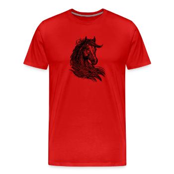 Elegant mares portrait with mane in the wind - Men's Premium Organic T-Shirt - red - Front - Damien (186cm)