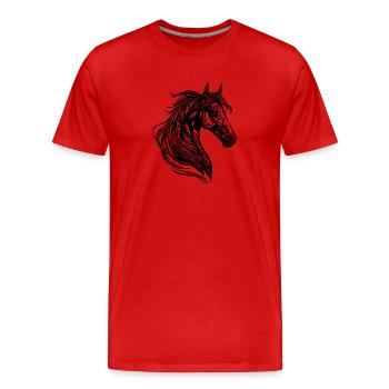 Stute Porträt mit eleganter Mähne im Wind - Männer Premium Bio T-Shirt - Rot - Vorne - Damien (186cm)