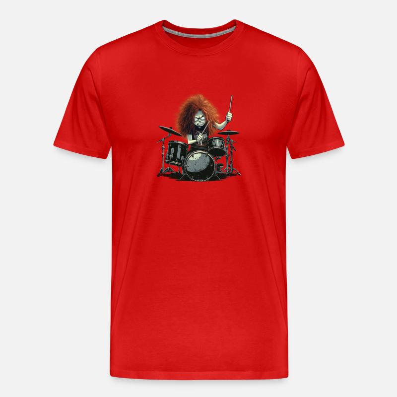 Drummer Crazy - Männer Premium Bio T-Shirt - Rot