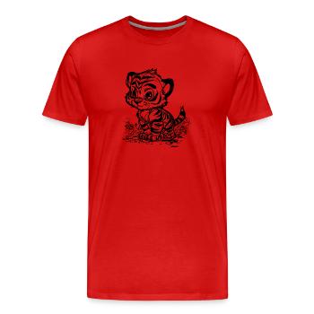 Süsser kleiner Tiger mit putzigem Streifenmuster - Männer Premium Bio T-Shirt - Rot - Vorne - Damien (186cm)