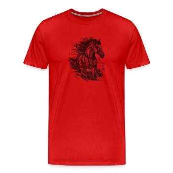 Etalon au galop avec crinière élégante dans le vent - T-shirt bio Premium Homme - rouge - Devant - Damien (186cm)