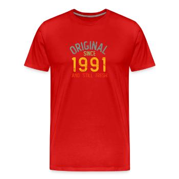 1991 Year of birth Vintage - Men's Premium Organic T-Shirt - red - Front - Damien (186cm)