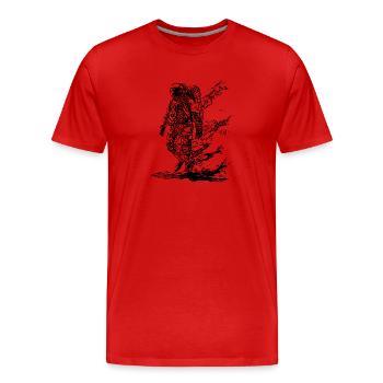 Astronaute dans la nébuleuse de la poussière de lune de la tempête solaire - T-shirt bio Premium Homme - rouge - Devant - Damien (186cm)