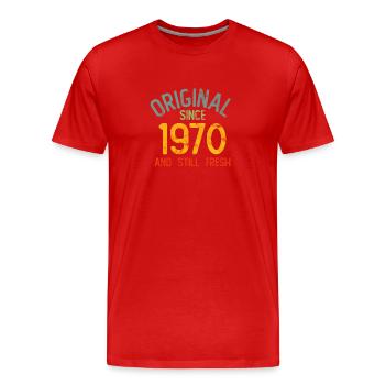 Millésime années 1970 - T-shirt bio Premium Homme - rouge - Devant - Damien (186cm)