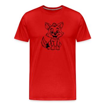 Kleiner niedlicher lächelnder Fuchs - Männer Premium Bio T-Shirt - Rot - Vorne - Damien (186cm)