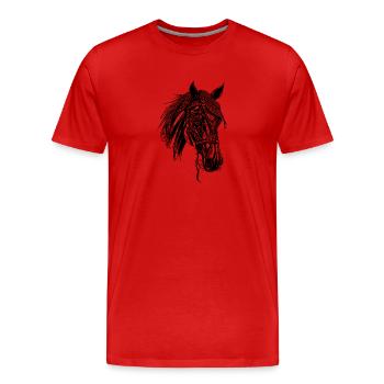 Rassiges Hengst Pferd Pferdedressur Pferdesport - Männer Premium Bio T-Shirt - Rot - Vorne - Damien (186cm)