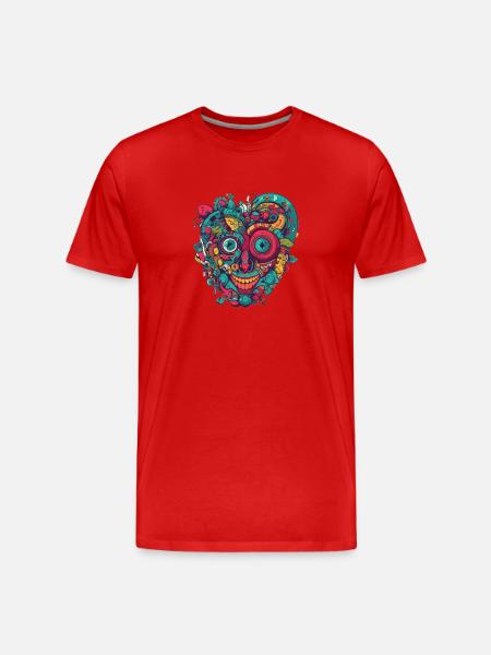 Herz Liebe - Männer Premium Bio T-Shirt - Rot