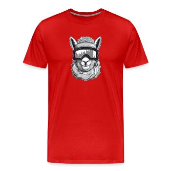 Lama Wintersport - Männer Premium Bio T-Shirt - Rot - Vorne - Damien (186cm)
