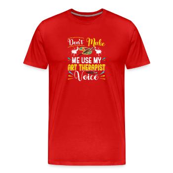 Art-Thérapeute, Dessin Graphique, Design d’Art - T-shirt bio Premium Homme - rouge - Devant - Damien (186cm)