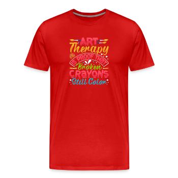 Art-Thérapeute, Dessin Graphique, Design d’Art - T-shirt bio Premium Homme - rouge - Devant - Damien (186cm)