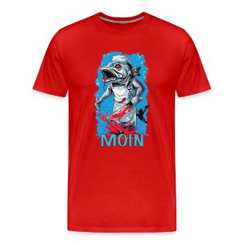 Nordsee Nordlicht Küste Moin Besteller - Männer Premium Bio T-Shirt - Rot - Vorne - Damien (186cm)
