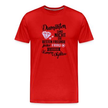 Fotografin: Diamanten? ich will Kamera & Objektive - Männer Premium Bio T-Shirt - Rot - Vorne - Damien (186cm)