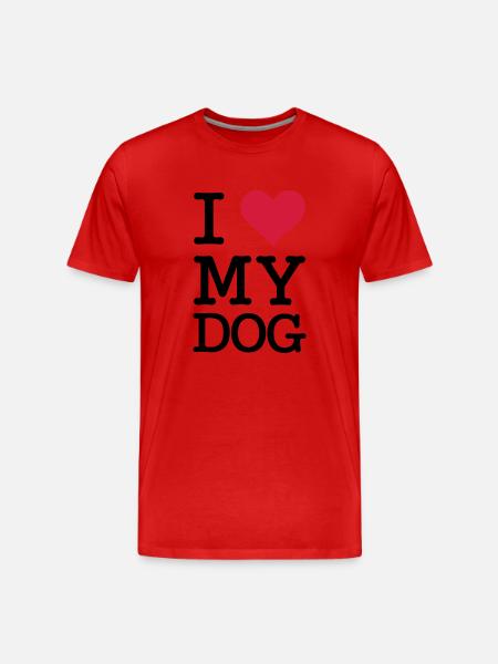 I Love My Dog - Männer Premium Bio T-Shirt - Rot
