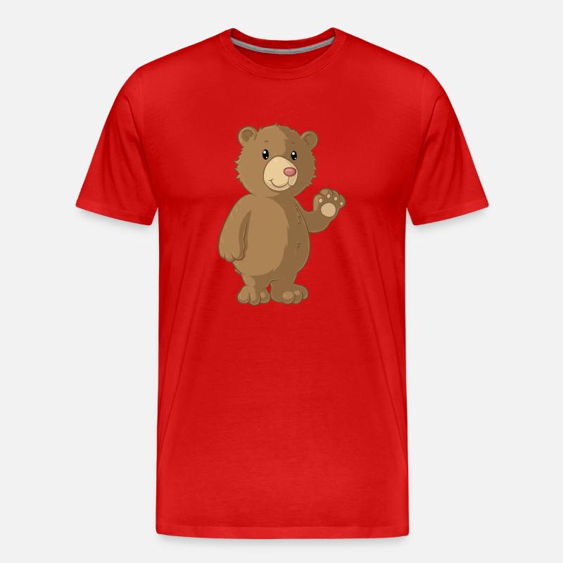Winkender Comic Bär - Männer Premium Bio T-Shirt - Rot