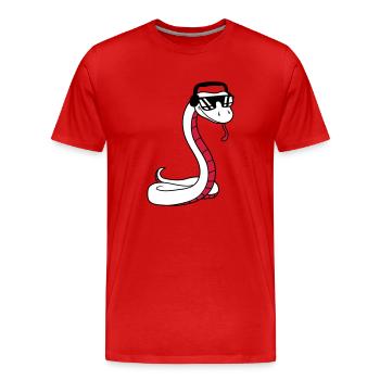 dj cool musik party feiern sonnenbrille kopfhoerer - Männer Premium Bio T-Shirt - Rot - Vorne - Damien (186cm)
