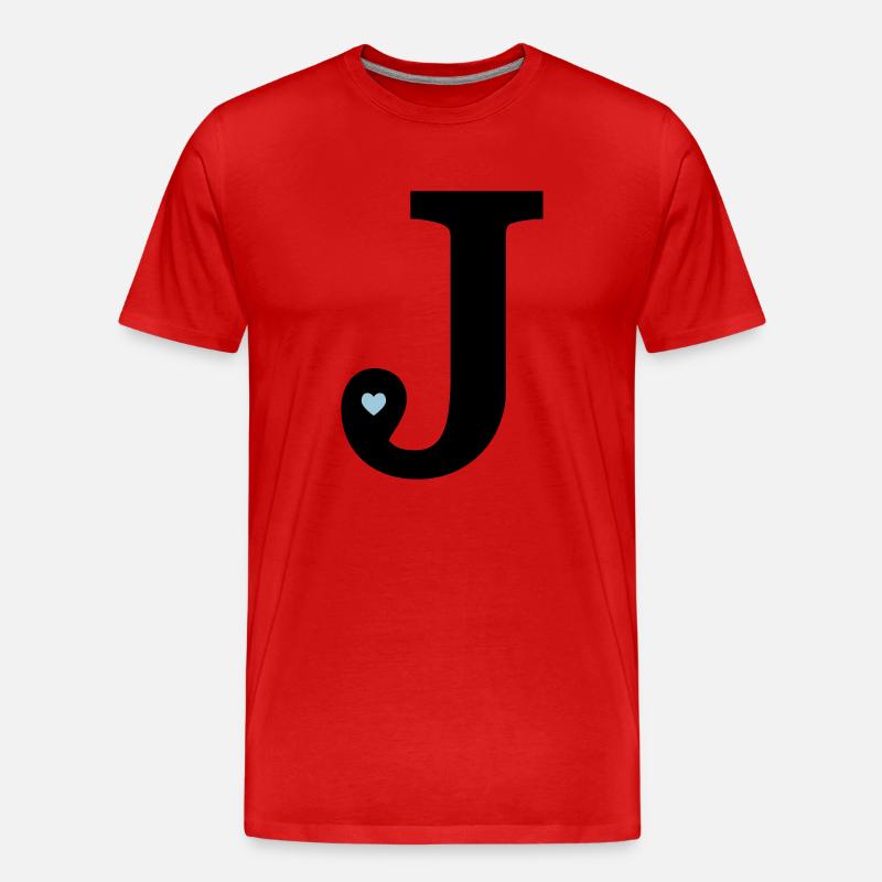 Buchstabe J Anfangsbuchstabe - Männer Premium Bio T-Shirt - Rot