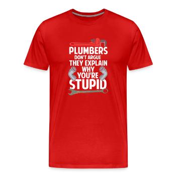 Plombier Installateur Artisan Disant Cadeau - T-shirt bio Premium Homme - rouge - Devant - Damien (186cm)