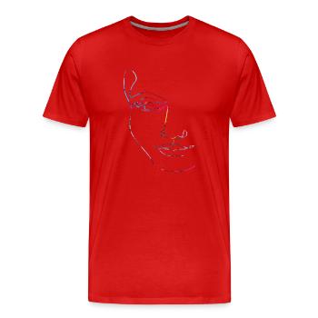 Dessin au trait silhouette féminine Visages féminins visage - T-shirt bio Premium Homme - rouge - Devant - Damien (186cm)
