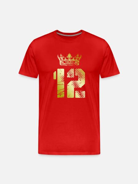 12 Zahl Krone - Männer Premium Bio T-Shirt - Rot